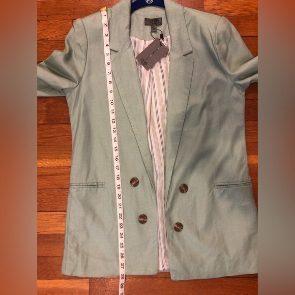 One by Chapter One Linen Open Front Blazer with Striped Lining - Picture 13 of 15